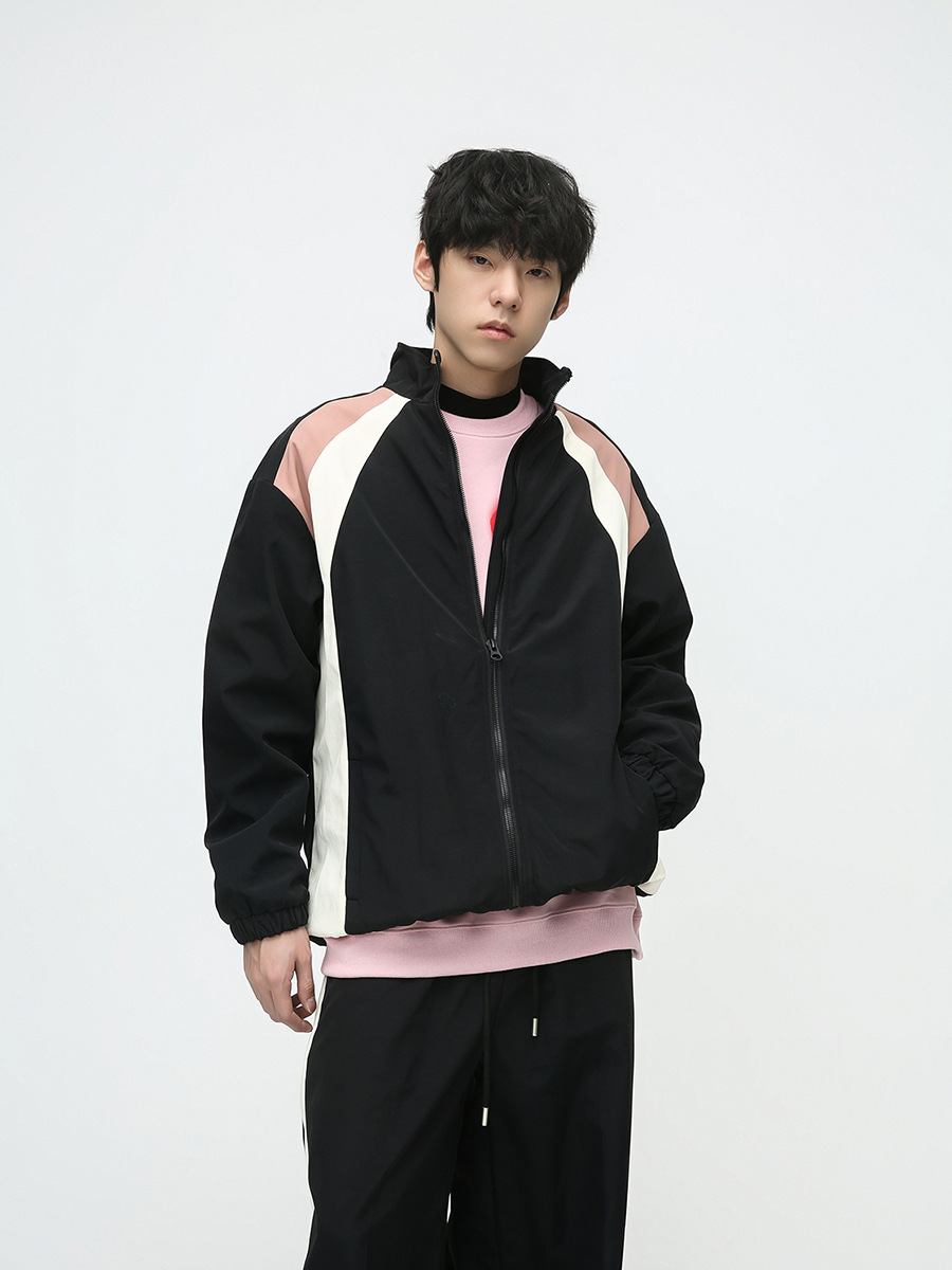 Mtlclothes ropa de los hombres | 2023 otoño nuevo estilo deportivo americano contraste color costura diseño casual traje moda