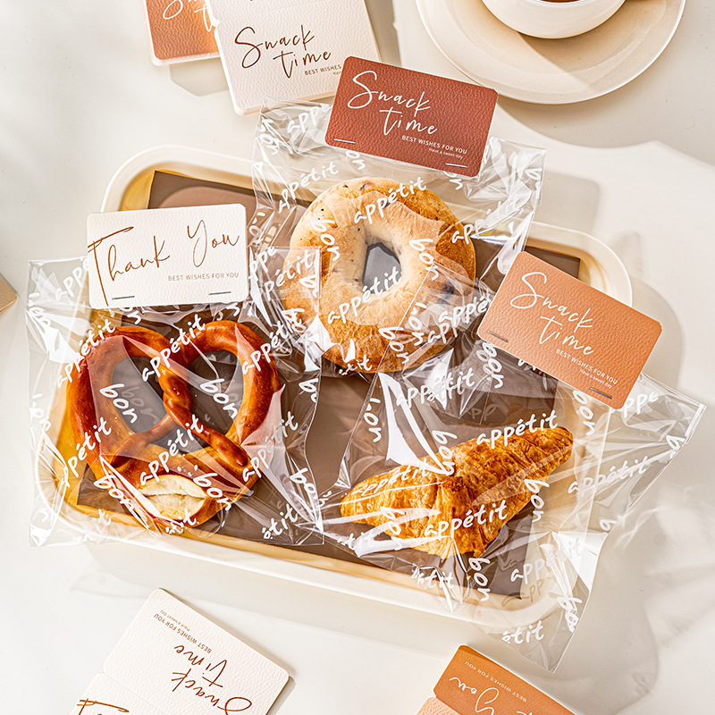 面包卡头包装袋烘焙食品贝果吐司饼干自封自粘透明袋子打包分装小