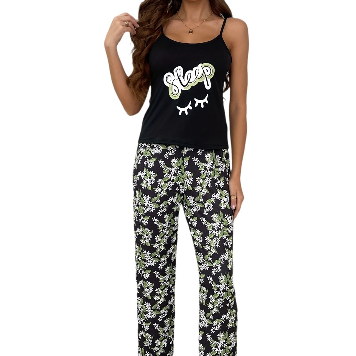 Impresión de verano transfronteriza sexy casual cómodo tirantes pantalones trajes de servicio a domicilio moda Europa y América Amazon al por mayor