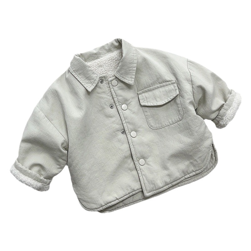 Desgaste de doble cara para niños camisa forrada de lana de invierno nuevos hombres y mujeres de estilo coreano Mori retro chaqueta caliente Top moda