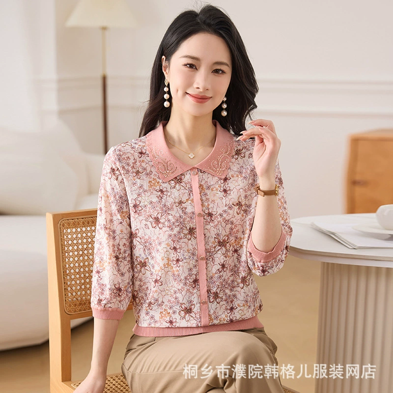 Мама весеннее платье, вязаная маленькая рубашка, женская свободная рубашка с отворотом и нижней рубашкой