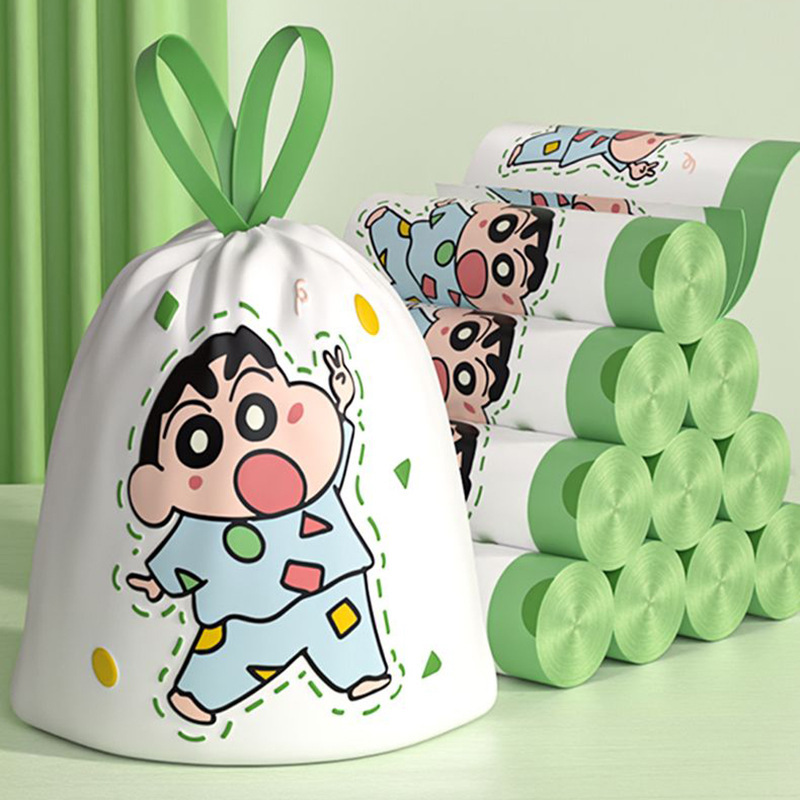 Drawstring Printed Garbage Bags for Home Use, Extra Thick, Portable, Super Thick, Economical Pack, Large Kitchen Plastic Bags Wholesale