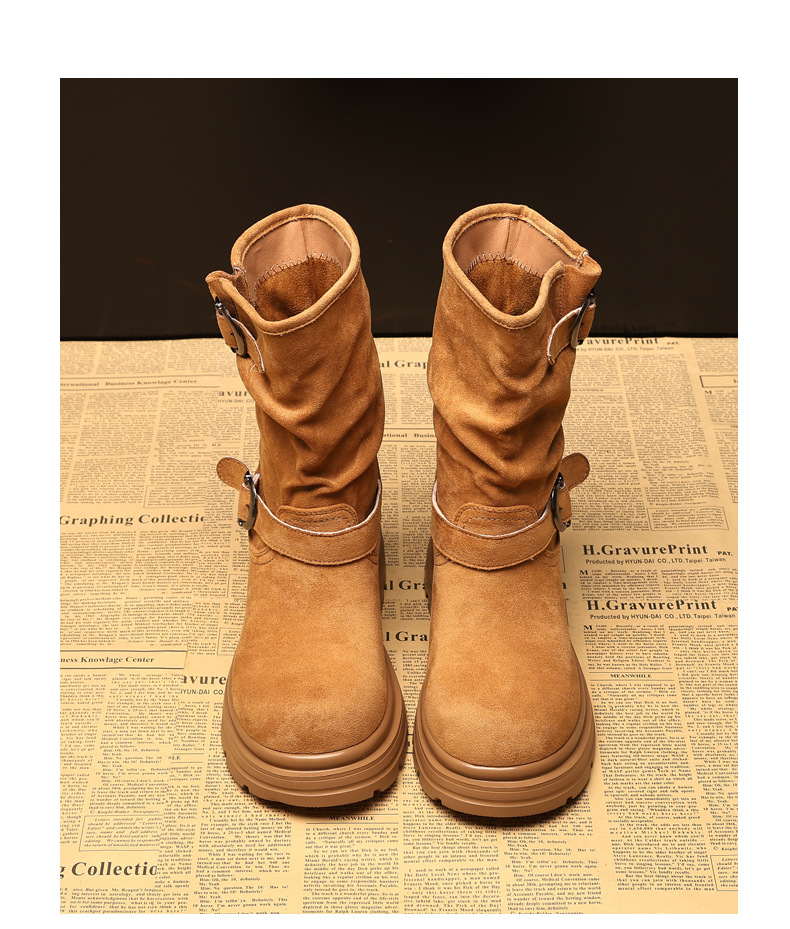 Boot Martin nữ đế dày tăng chiều cao, cổ ngắn 9cm tôn dáng — đen chi tiết 16