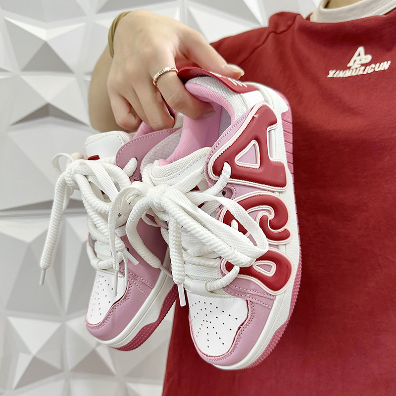 Men's Ins Trend College Colorful Letter Sneakers 2023 Spring and Autumn New Unique Breathable Casual Platform Shoes