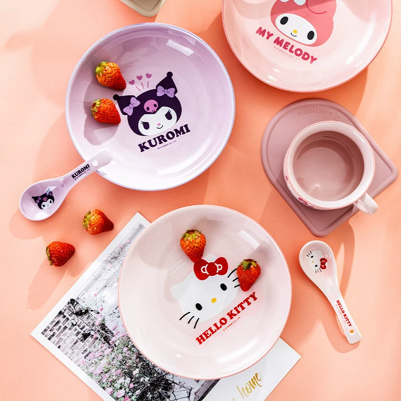 Hello Kitty, милая керамическая посуда для еды, для домашнего использования