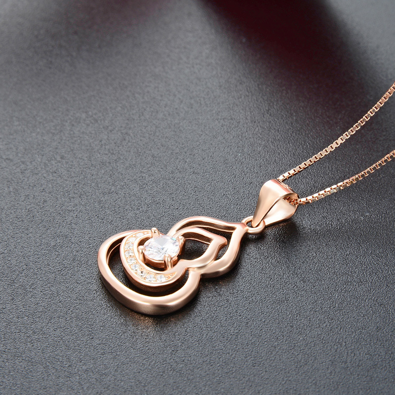 Estilo coreano simple clavícula CADENA DE Calabaza collar s925 plata esterlina simple diseño Fu Lu diamante-incrustado suéter cadena colgante para mujeres