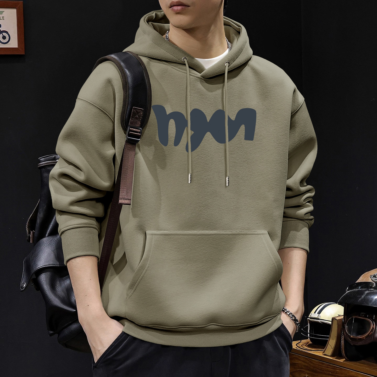 Nueva chaqueta con capuz para hombre otoño invierno pesado suelto oversize chaqueta retro americana para hombre