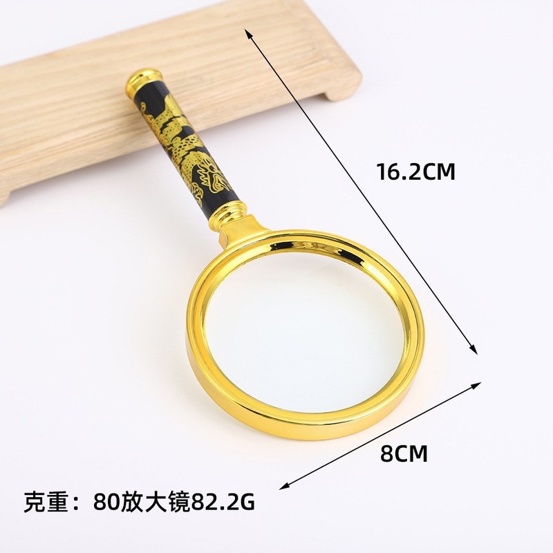 批发 放大镜 高清10倍老人阅读手持 珠宝玉石鉴定90mm 龙木柄放大|undefined