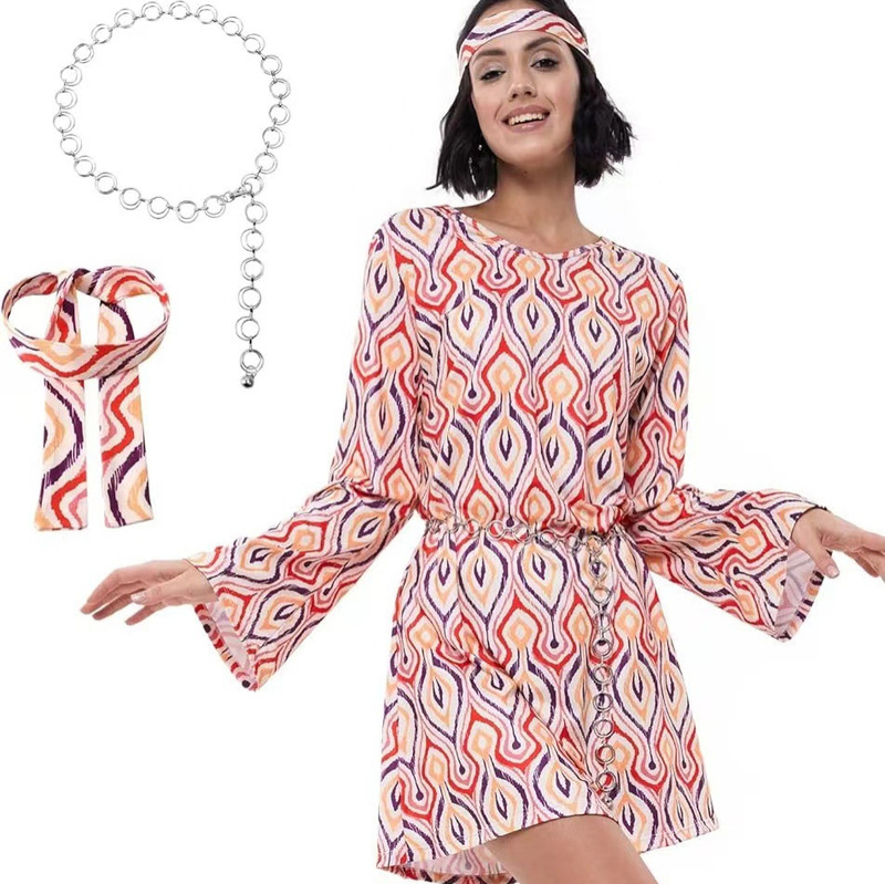 Amazon 70s Disco Lady Clothing Hippies Style Dress with Scarf Amazon 70s Disco Lady Clothing Hippies Style Dress with Scarf
