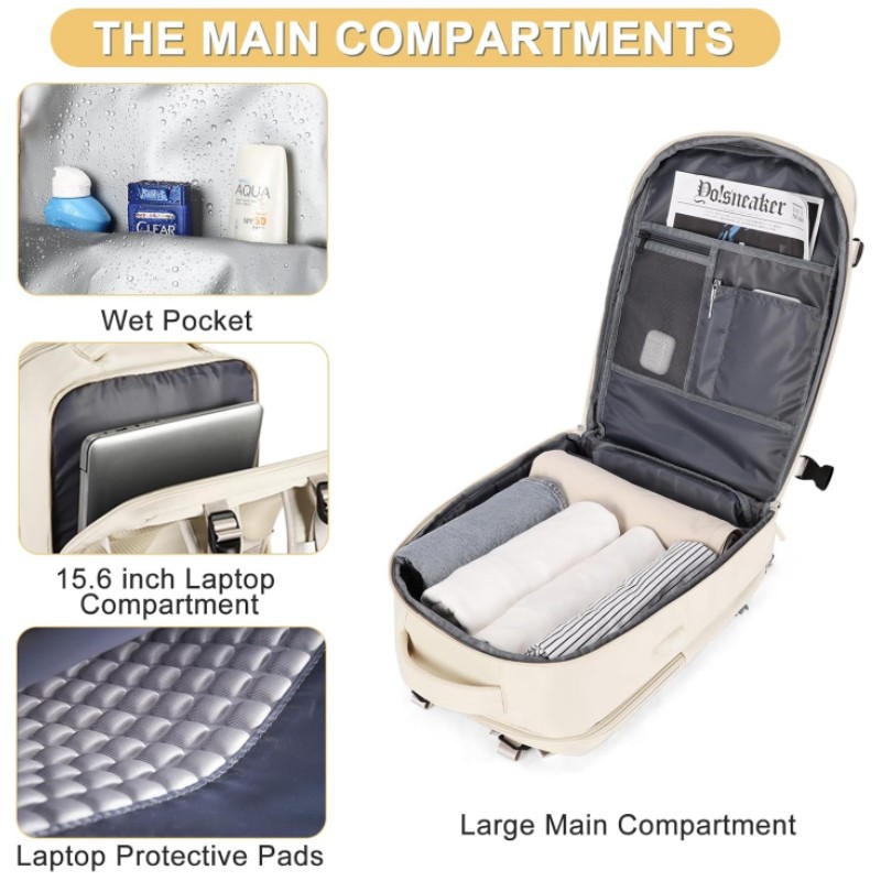 Spot al por mayor Amazon nueva bolsa de viaje USB recargable de gran capacidad doble cremallera mochila casual