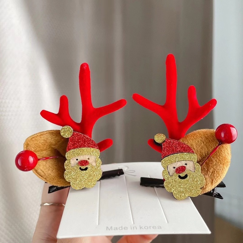 クリスマスの頭飾り森系ヘラジカのヘアピンが可愛い子供の鹿の角の耳のヘアピンのカチューシャのアクセサリーの小さいクリップの髪飾りです。|undefined