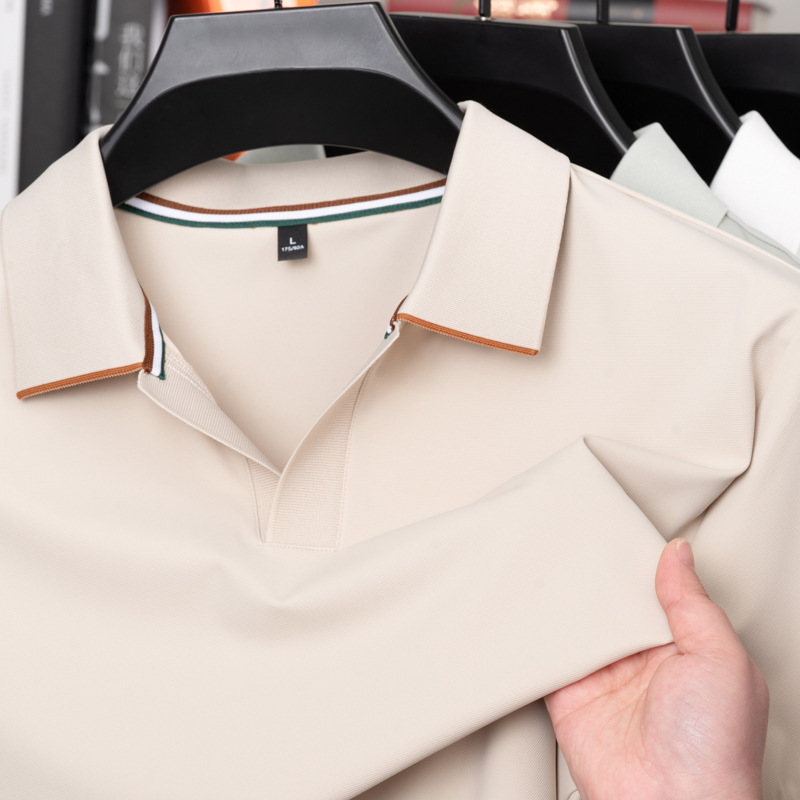 Pierre Cardin High-End Luxury Men's Short-Sleeved Lapel Polo Shirt Summer Breathable and Cool Middle-Aged Business Casual T-Shirt