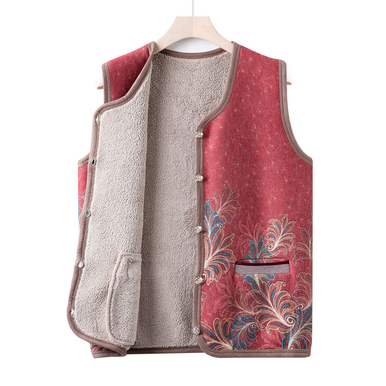 中老年秋装加绒加厚马甲奶奶新款开衫无袖毛衣60岁70妈妈保暖马夹