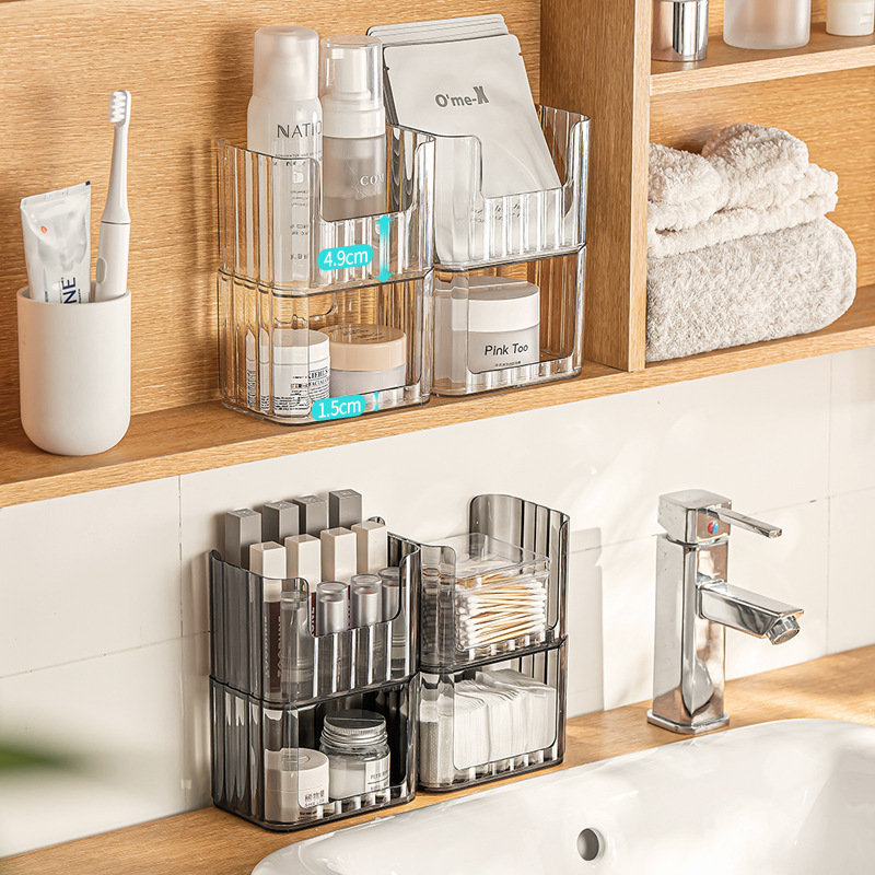 Mirror cabinet rear storage box narrow and thin bathroom sink storage box high-level cosmetic transparent storage rack