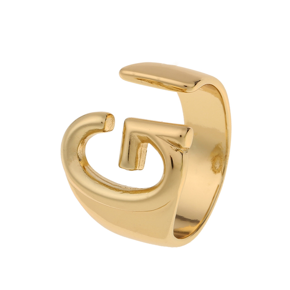5g Weight Birthday Occasion Copper Material Letter Pattern Unisex Gender Fashion Style Fashion New Style Copper 26 English Letter Ring 18