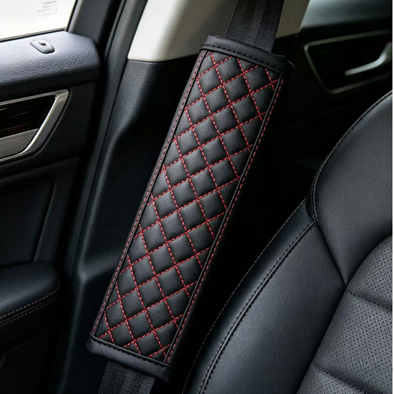 Cross-border diamond quilted leather shoulder pad, comfortable and breathable seatbelt protector, car seatbelt shoulder pad