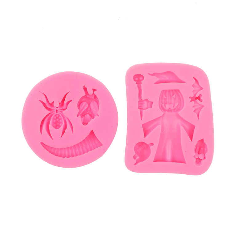 Halloween araña bat cuerno fantasma cráneo silicona molde fondant cake hornear decoración de chocolate