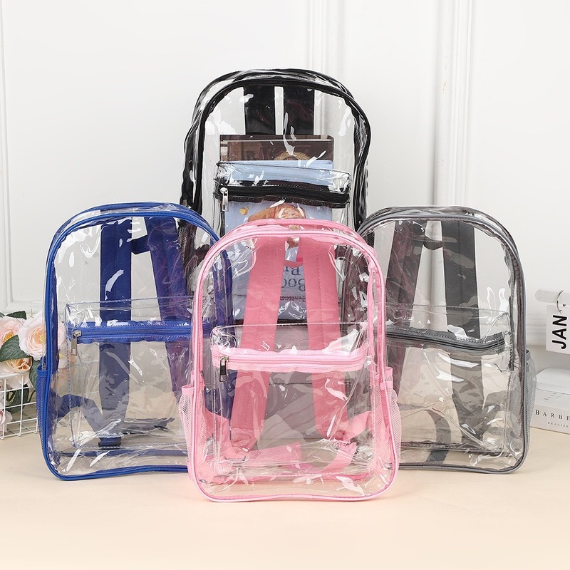 アマゾン透明バックパック PVC スクールバッグ大容量学生スクールバッグ屋外旅行ゼリーバッグ透明バックパック|undefined