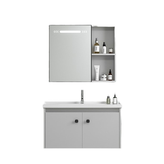 Gabinete de baño de aleación de aluminio espacio lavabo de baño combinado en lavabo cerámico moderno y simple lavabo