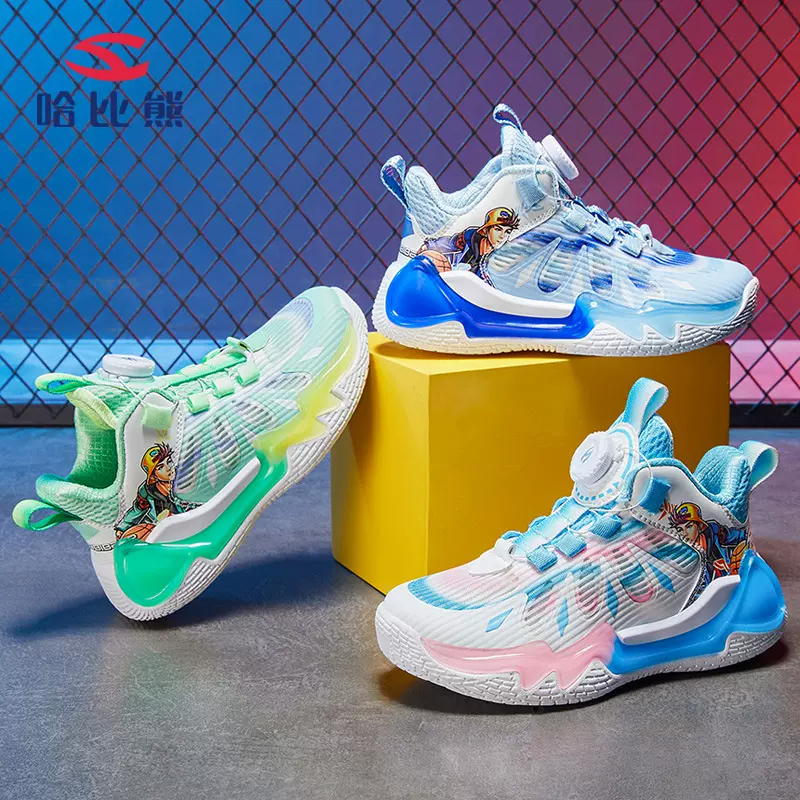 哈比熊春季款童鞋男童运动鞋织物鞋面轻便女童旋转扣潮鞋一件代发