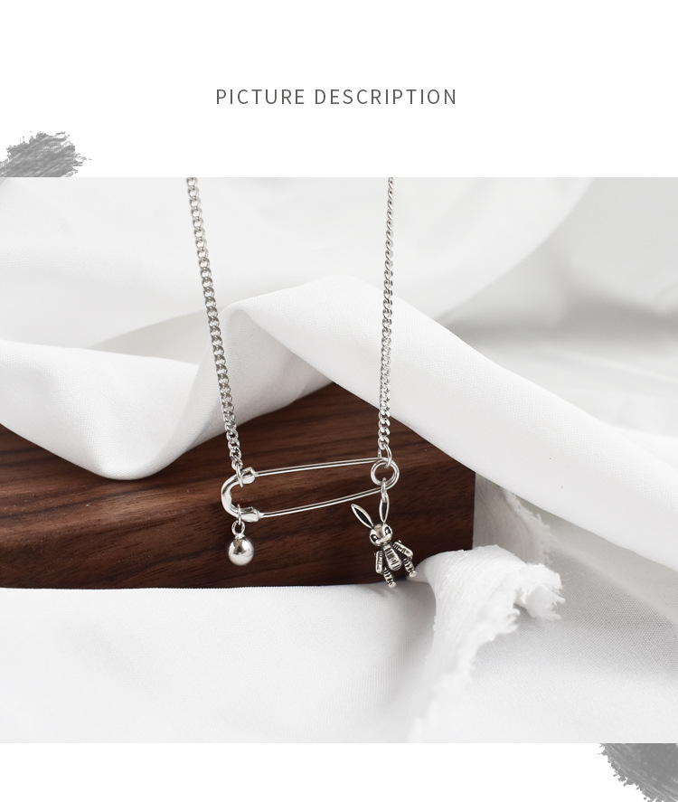 Linglang Vintage S925 Sterling Silver Necklace Safety Pin Necklace Dainty Silver Choker Necklace for Women