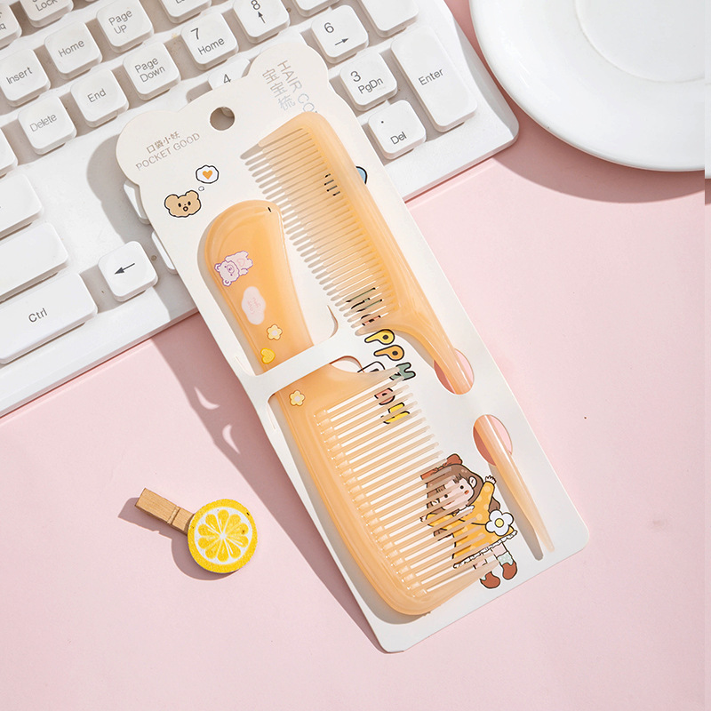 871 Juego de peine pequeño con patrón de dibujos animados Mini peine de peluquería para niños Peine portátil de dientes finos de cola puntiaguda para el cabello suave