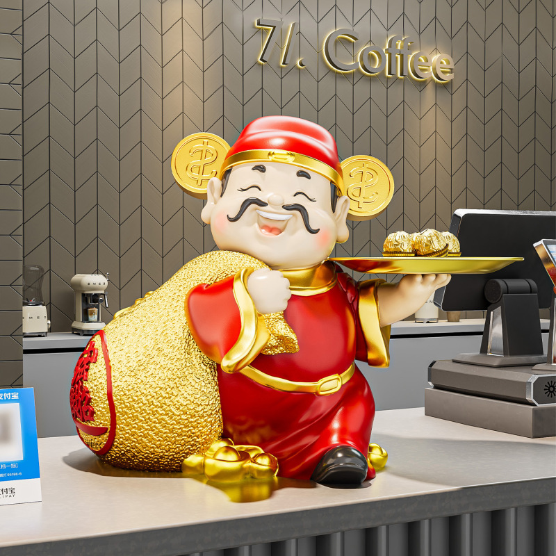 财神爷摆件新店开业大吉礼物高档店铺前台收银台玄关收纳乔迁礼品|undefined