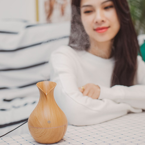 New household large fog humidifier office desk silent air atomizer USB water droplet wood grain humidifier