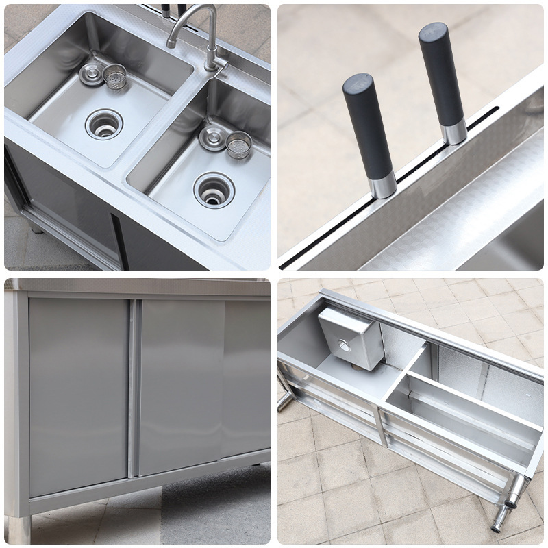 304 acero inoxidable piscina lavabo mesa de operación mesa de almacenamiento integral lavabo cocina gabinete doméstico comercial