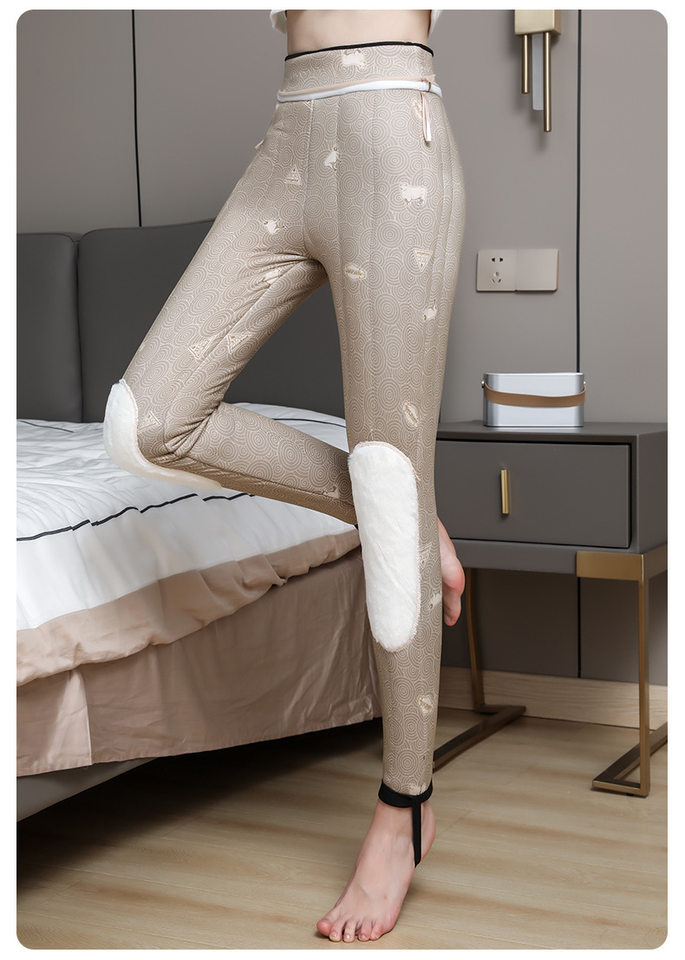 Quần legging nữ giữ nhiệt siêu dày cạp cao lót nhung cừu, dáng bút chì mặc ngoài — Bảo vệ trung tâm bằng lụa 100% dày [Kung Fu Sheep Inner], Bảo vệ trung tâm bằng lụa 100% dày [bên trong màu MƠ], Quần lụa nhung cừu 100% dày chi tiết 38