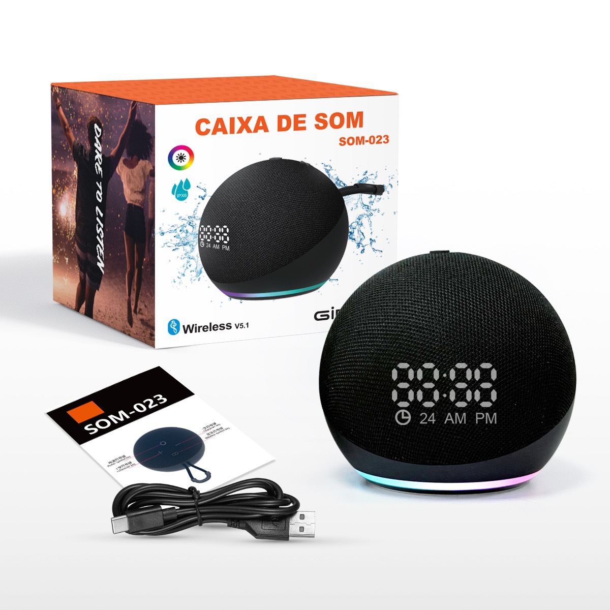 Alaxe transfronterizo con altavoces Bluetooth de pantalla altavoces inalámbricos soporte de pared de tela tarjeta de enchufe pequeño ventilador de escritorio de sonido