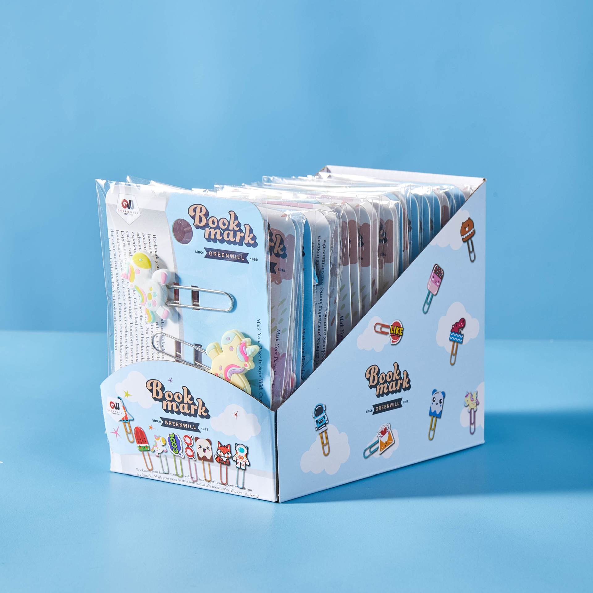 Unicornio de dibujos animados PVC pegamento blando clips de papel de prueba de estudiantes clips de marcadores clips para suministros de oficina clips de metal