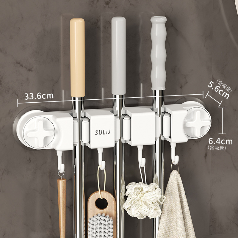 White [suction cup mop clip 3 clips]