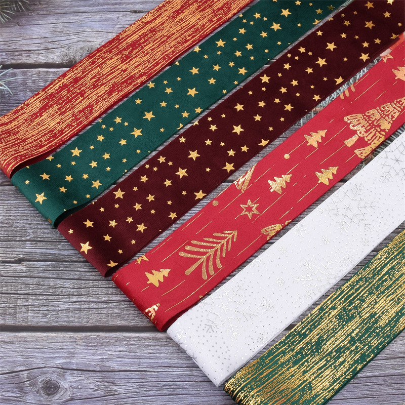 Corte transfronterizo de tela de Navidad coronas de flores navideñas arcos de tela material de embalaje de regalo cinta suave