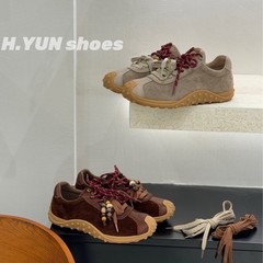 红韵～2025新款真皮休闲百搭运动鞋板鞋复古系带内增高德训鞋女鞋