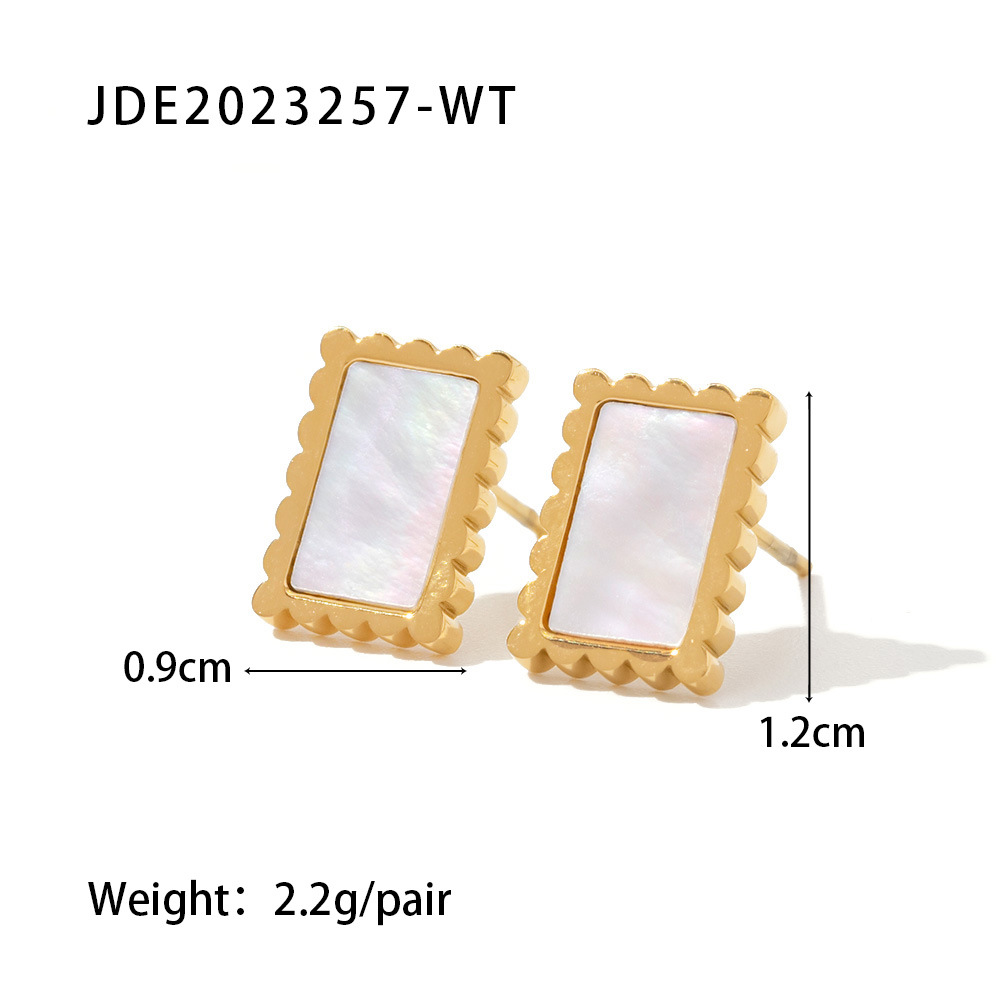 Retro Square Stainless Steel Ear Studs 1 Pair display picture 4