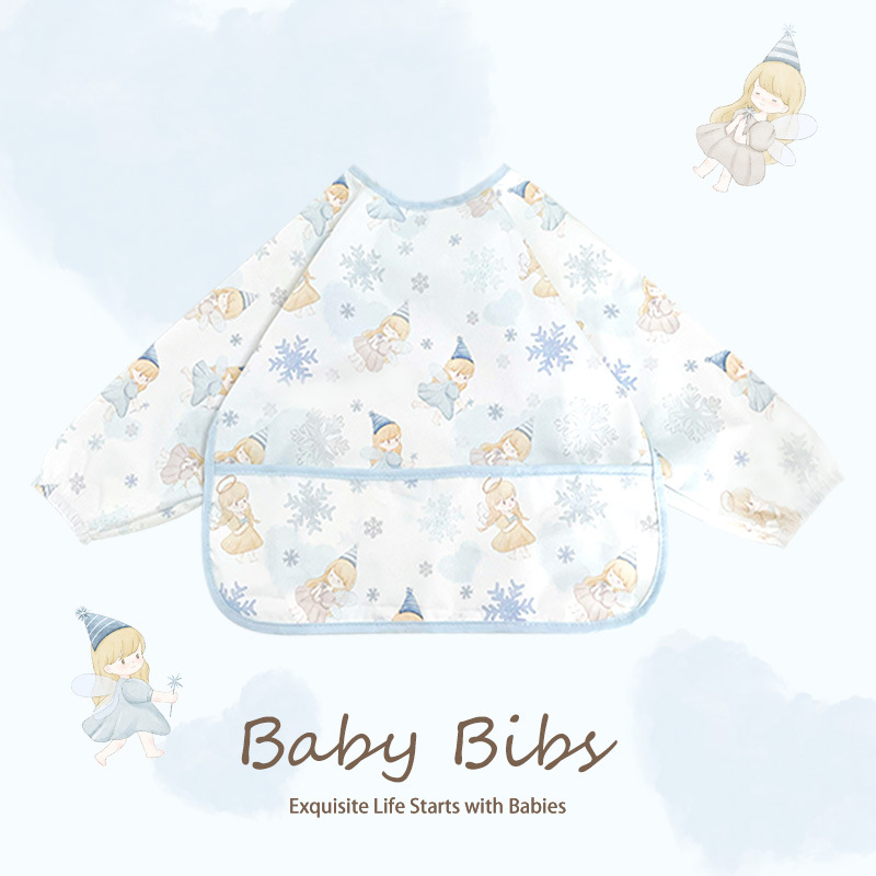 Biblioteca de bebé de algodón para niños mono de manga larga bebé comiendo babero impermeable bebé anti-vestirse suministros maternos e infantiles al por mayor