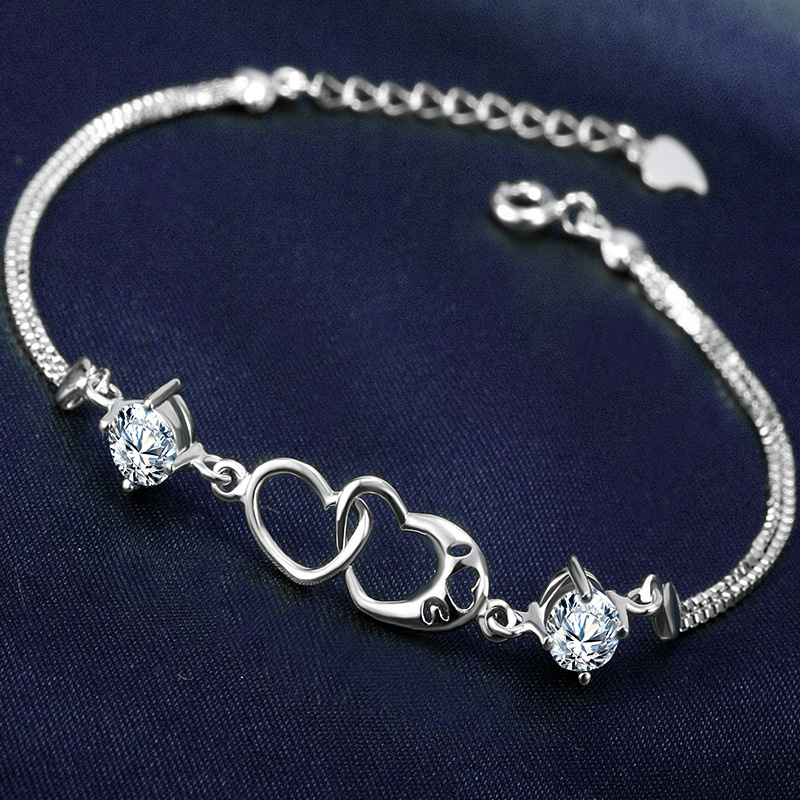 Pulsera de amor de plata esterlina S925 mujer coreana simple nicho de diseño pulsera de plata personalidad moda joyas de mano versátiles