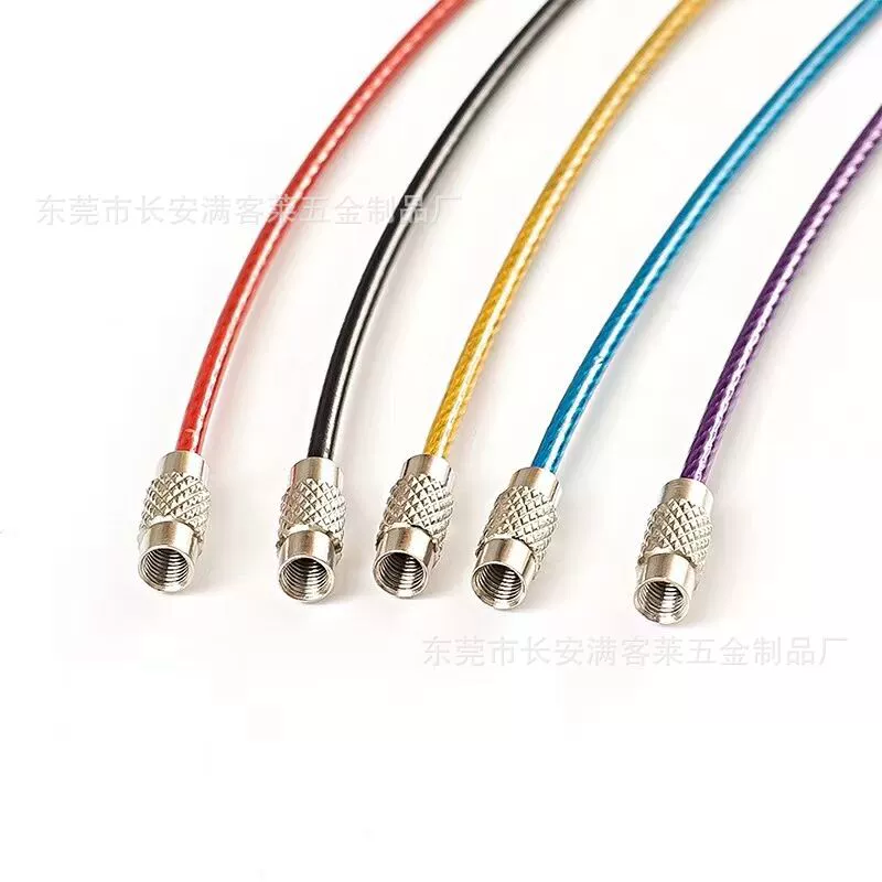 Поставки производителя, трос из нержавеющей стали 304, красочный брелок для ключей, проволочный трос из ПВХ с прорезиненным покрытием, набор из трех предметов различных цветов