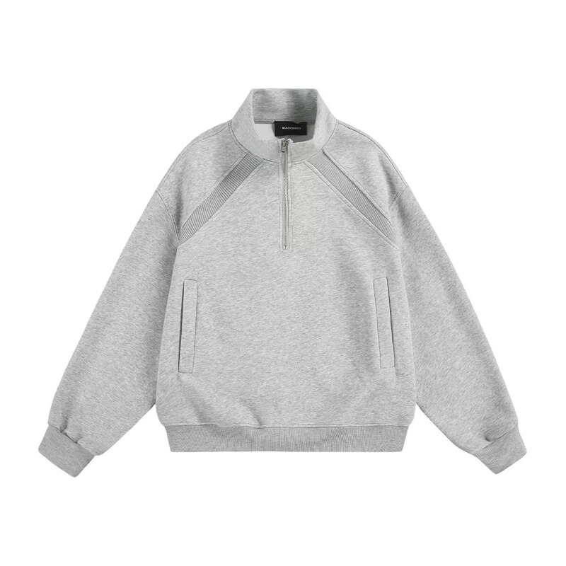 American Heavyweight Half-Zip Sweatshirt for Men and Women in Autumn and Winter 400g Large Terry Stand-Up Collar Thickeneded Top Store Quality