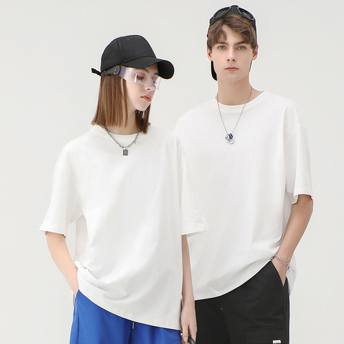 250g pure cotton T-shirt for summer, unisex, heavy-duty combed cotton short-sleeved urban casual base shirt, 32-count cotton, white T