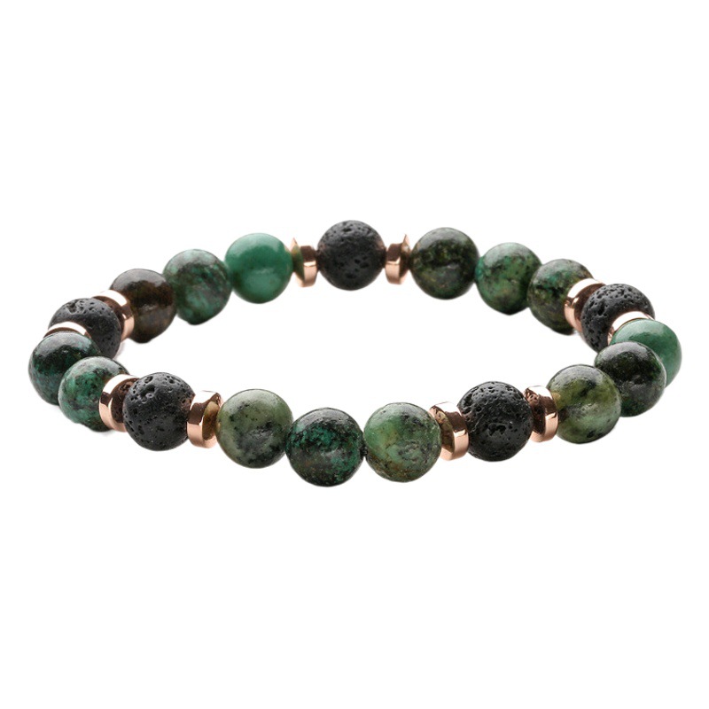 Venta caliente transfronteriza de piedra natural Africana Pino piedra volcánica pulsera Amazon Venta caliente Fabricante de pulsera de cebra rosa