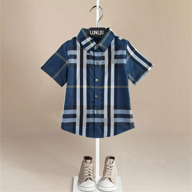 영국 격자 무늬 셔츠 【네이비 블루 】 반팔