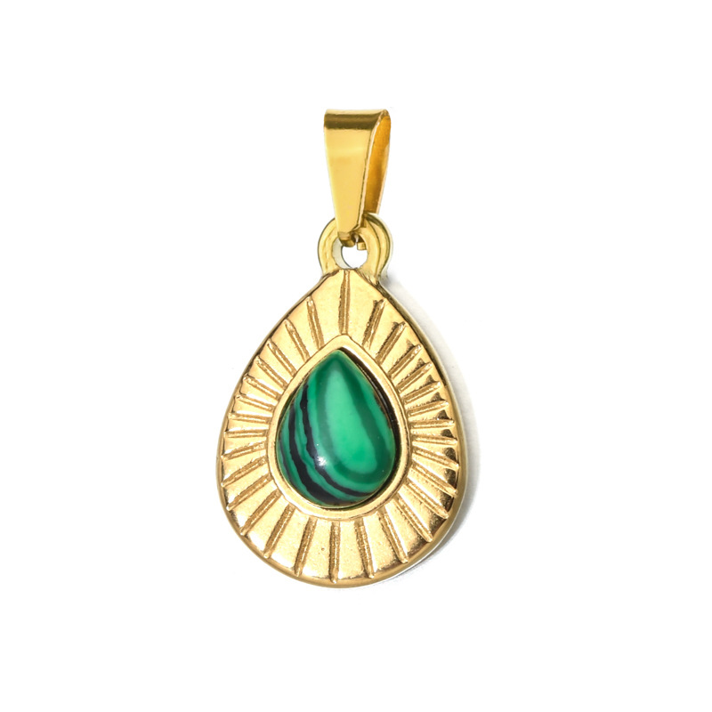 4g Weight Pendant Jewelry Making Type Natural Stone, Malachite, December Birthstone Turquoise Inlay Material 1 Piece Quantity Daily Occasion 304 Stainless Steel Material Water Droplets Pattern 2025 Spring and Summer Season Children Unisex Gender Plating Design Vintage Style, Classic Style Style Wholesale Jewelry Vintage Style Classic Style Water Droplets 304 Stainless Steel Natural Stone Malachite Turquoise Plating 14