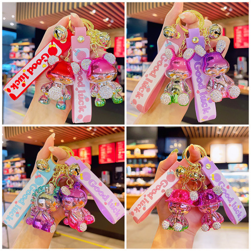 Diamond doll cartoon keychain wholesale acrylic trinkets car keychain cute couple bag pendant