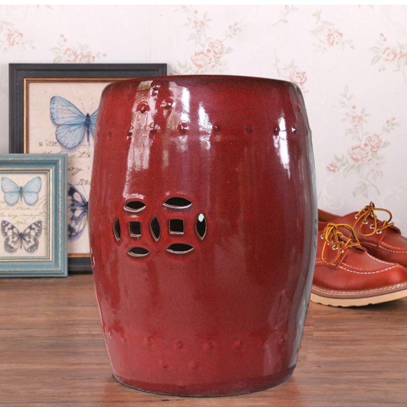 Alta temperatura esmalte de cerámica zapatos de cambio de color de acoplamiento suave decoración tambor banco villa patio asiento de ocio
