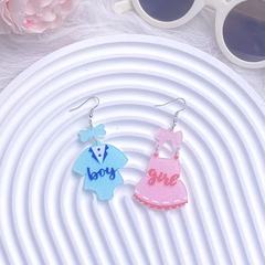 国境を越えた新しいblingキラキラピンクの青い服非対称アクリルイヤリング蝶ネクタイかわいい耳飾り