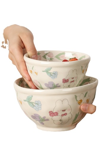 268茉茉兔礼盒碗盘套装家用碗陶瓷儿童可爱盘子一人食兔年餐具