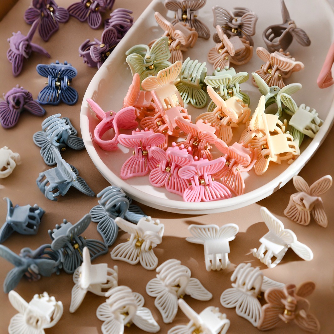 2025 Cross-Border New European and American Pastel Butterfly Hairpin Sweet Plastic Wholesale Cross-Border Dropshipping