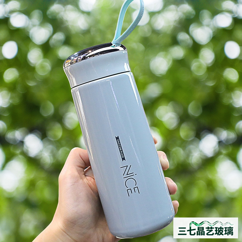 奈斯杯印刷logo高颜值礼品水杯商家开业活动宣传广告双层玻璃水杯